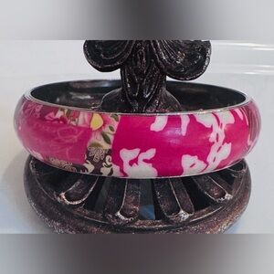 Pink Floral Bangle Bracelet